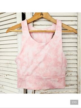 ALLFENIX Pink And White Tie Dye Longline Sports Bra Large